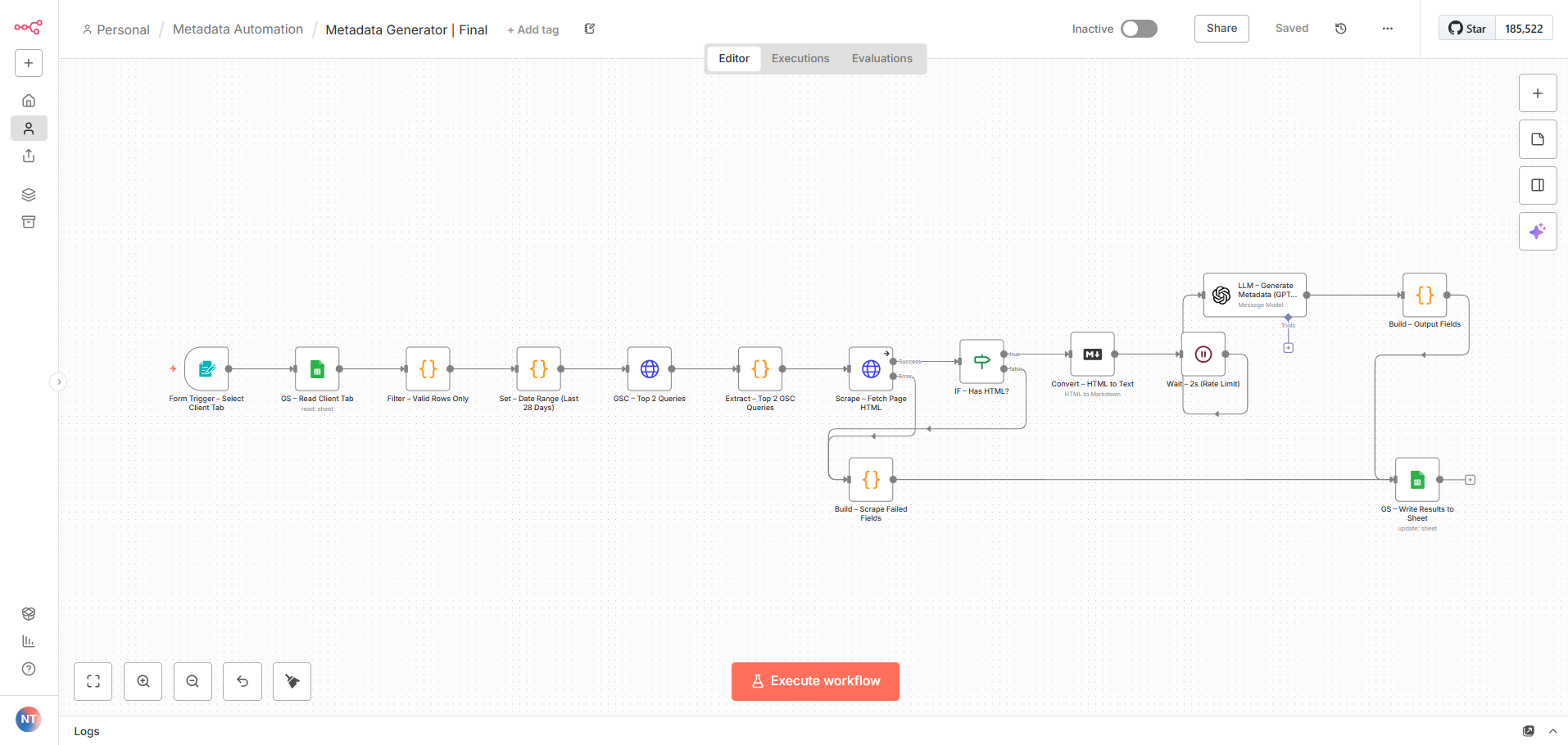 Metadata Generator Workflow